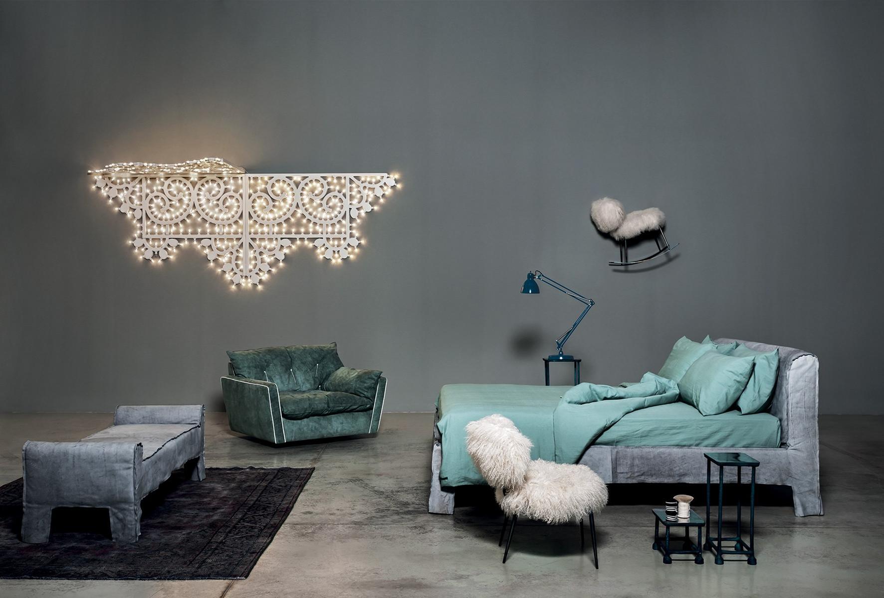 Leather bed with upholstered headboard | Summer by Baxter