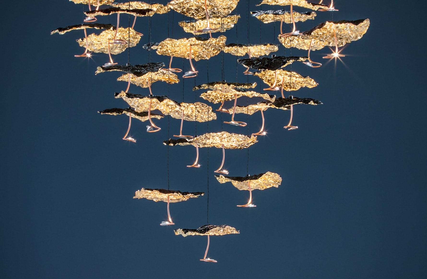 LED pendant lamp | Gold Moon Chandelier by Catellani & Smith