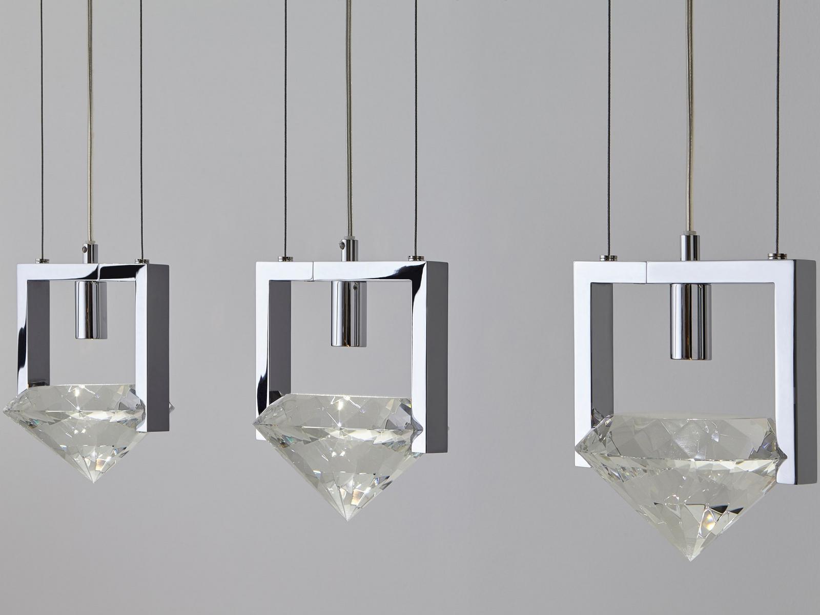 Metal pendant lamp with crystals | Elements Of Love H3 by Ilfari