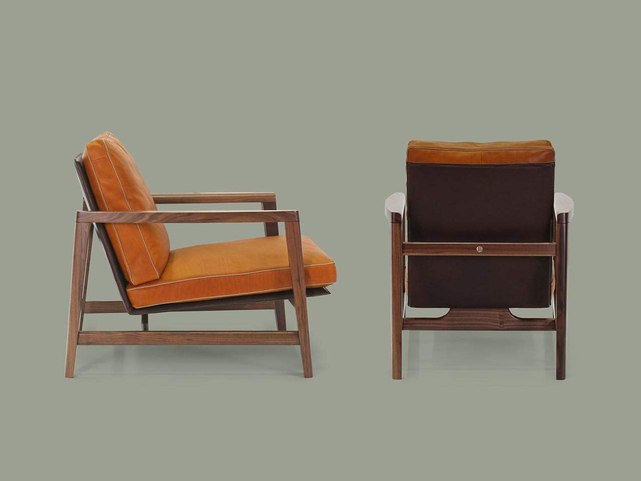 Leather easy chair with armrests | Sean by Borzalino