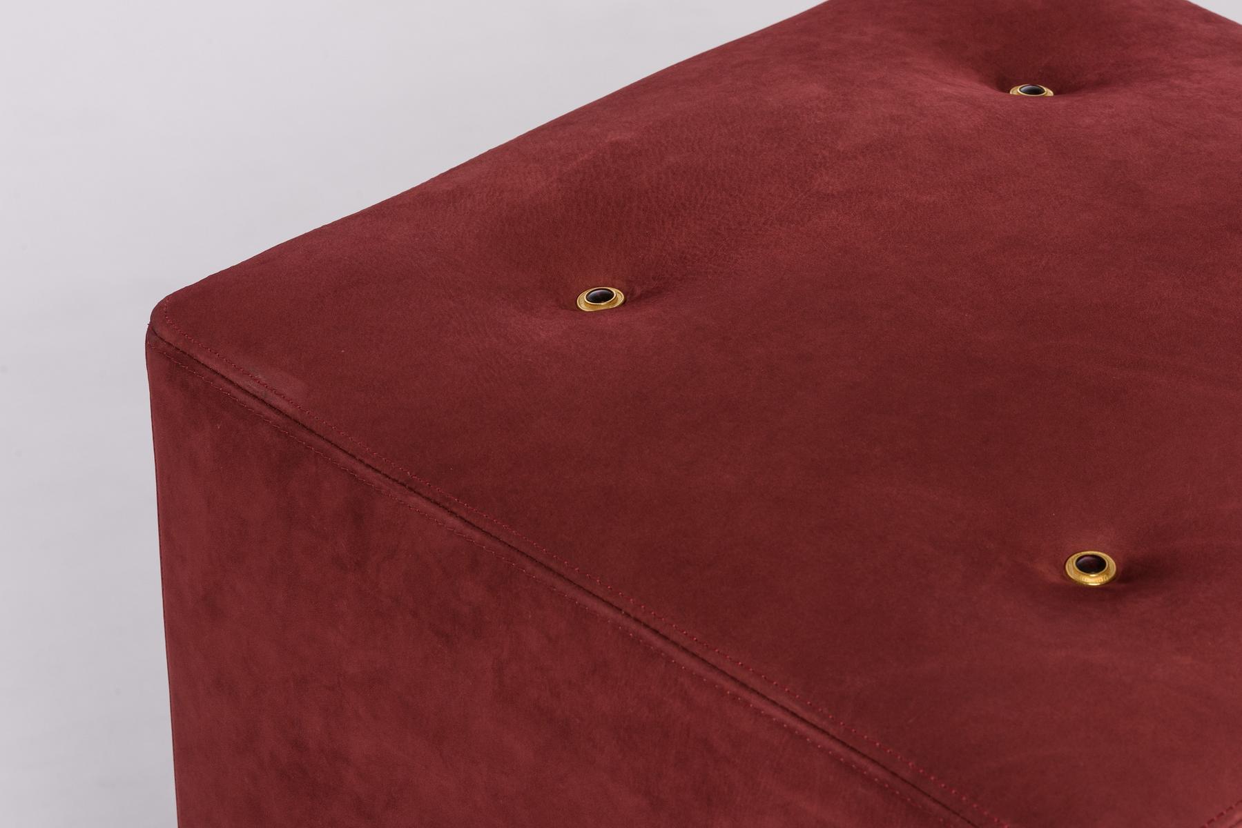 Tufted upholstered square nabuk pouf | Frine by Ezio Bellotti