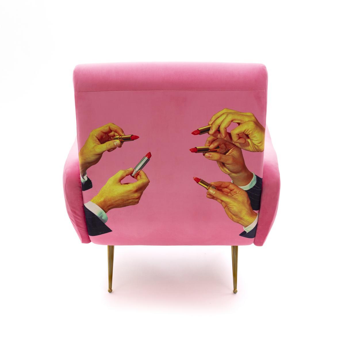 Fabric armchair with armrests | Lipstick Pink by Seletti