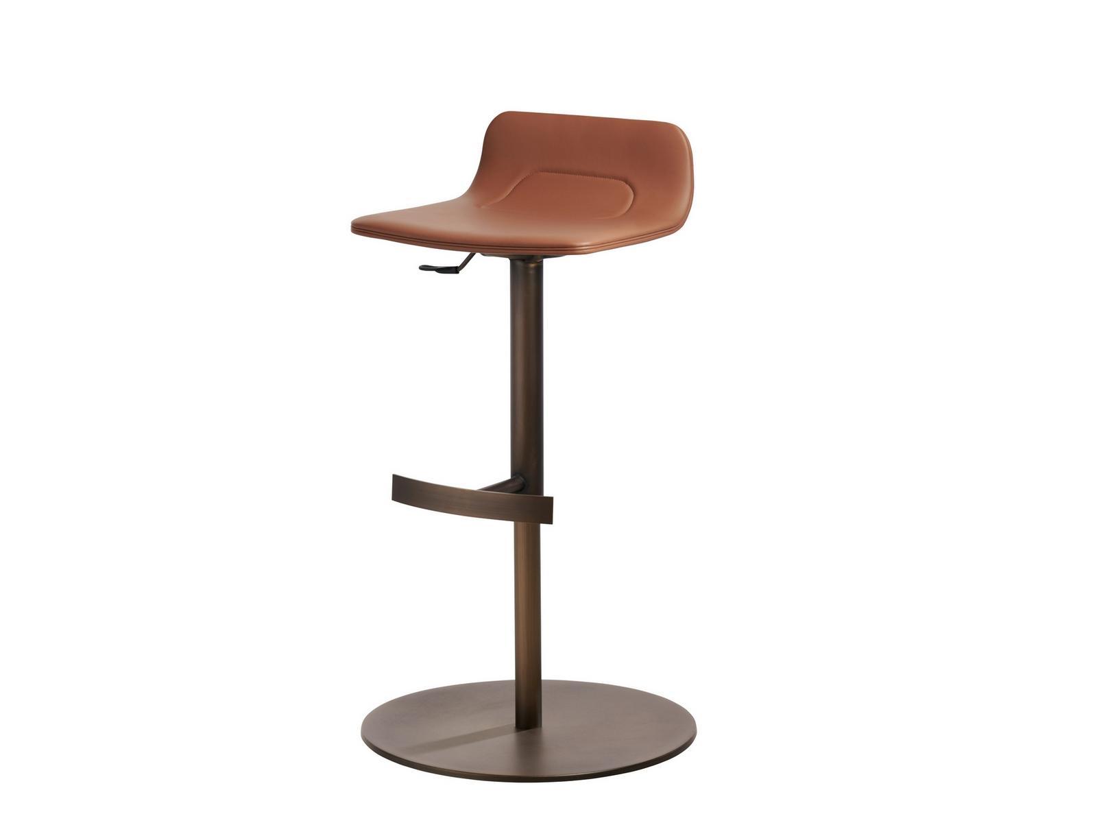 Contemporary style height-adjustable high leather stool with gas lift | Torso by Potocco