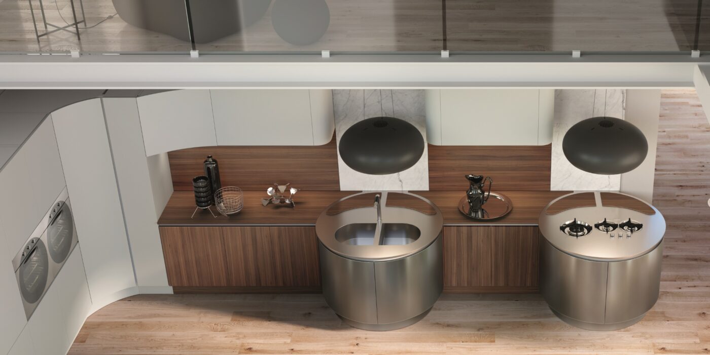 Metal kitchen with handles Aster Cucine Domina