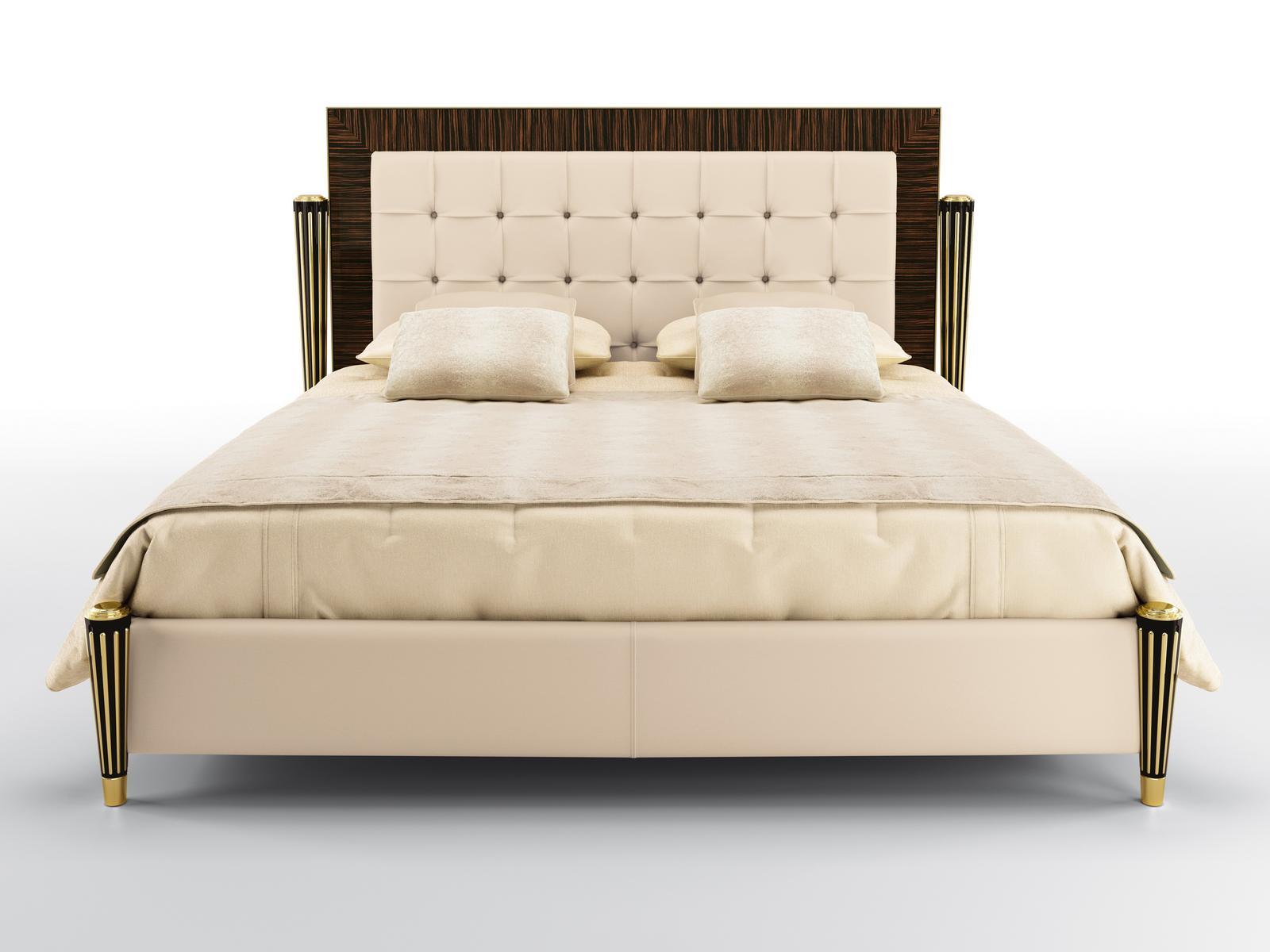 Leather bed with tufted headboard | Juno by Bruno Zampa