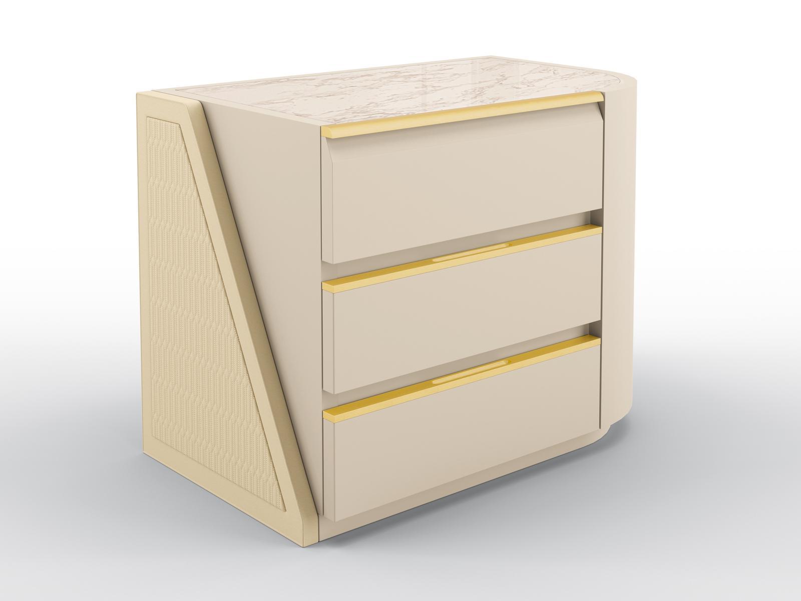 Lacquered bedside table and calacatta marble top | Stuart by Bruno Zampa