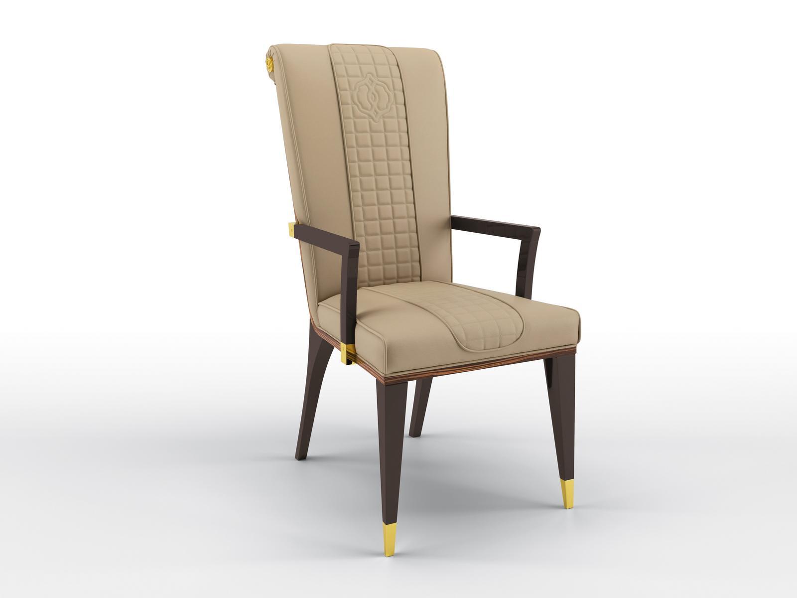 Upholstered leather chair with armrests | Opium by Bruno Zampa