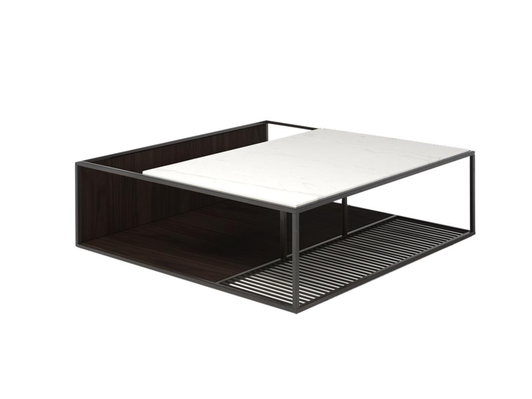 Square coffee table with integrated magazine rack | Fil Rouge by Natuzzi Italia