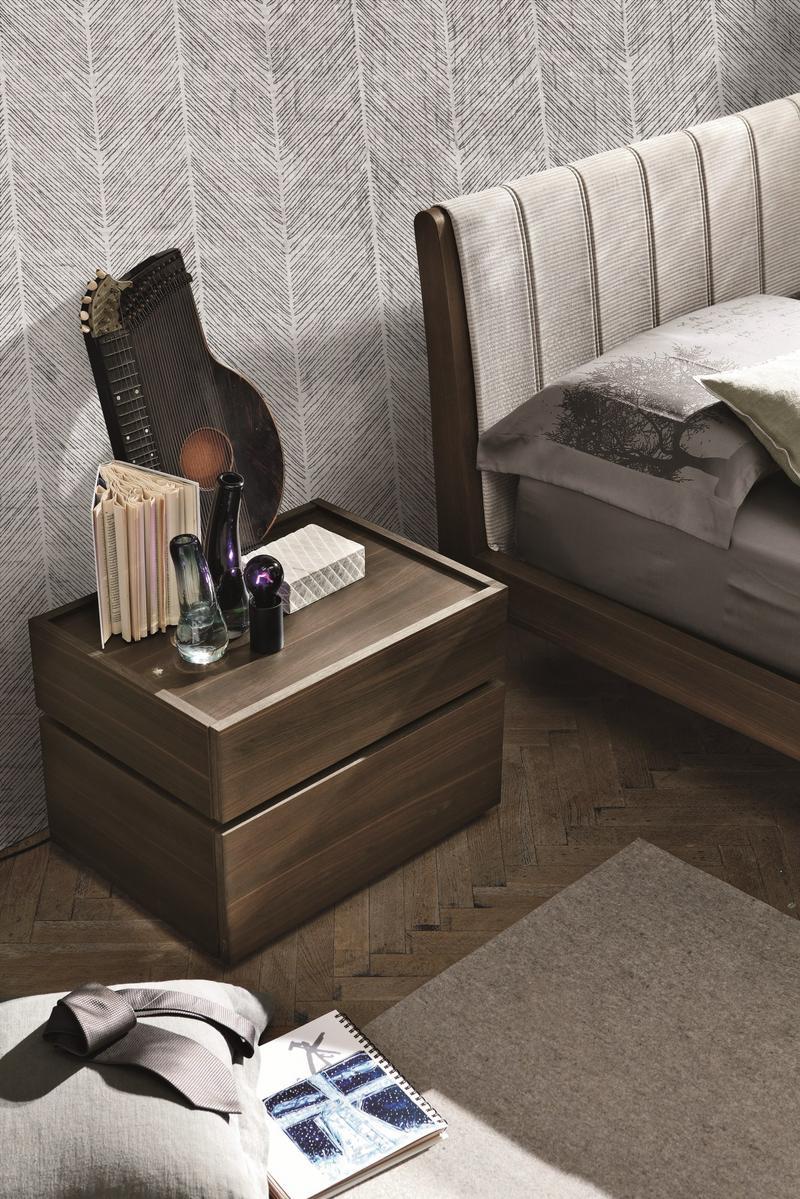 Oak double bed with upholstered headboard | Liz by Tomasella