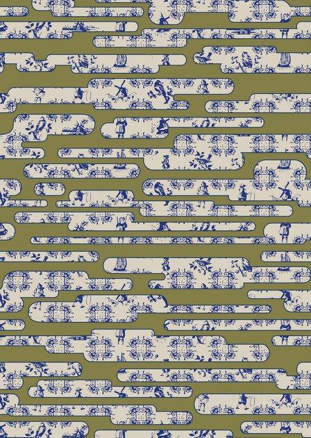 Patterned rectangular fabric rug | Dutch Sky Gold by Moooi