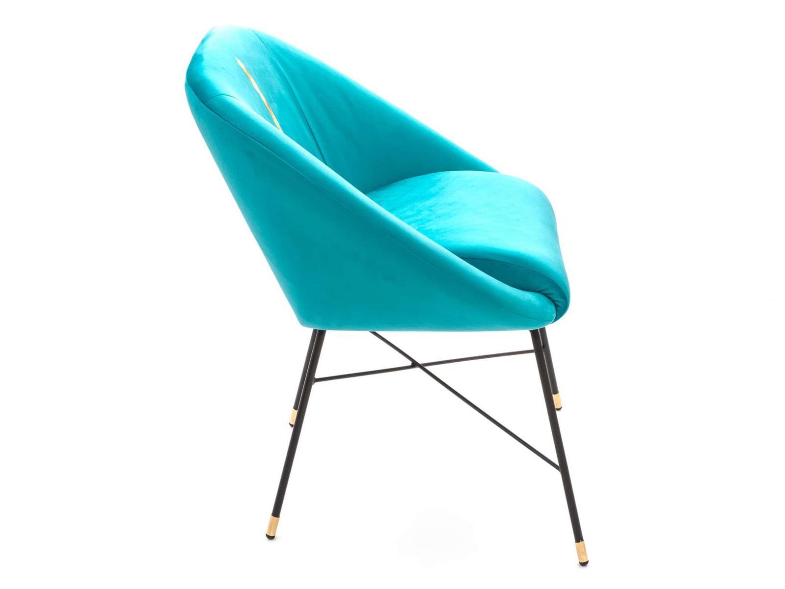 Upholstered fabric chair with armrests | Drill by Seletti