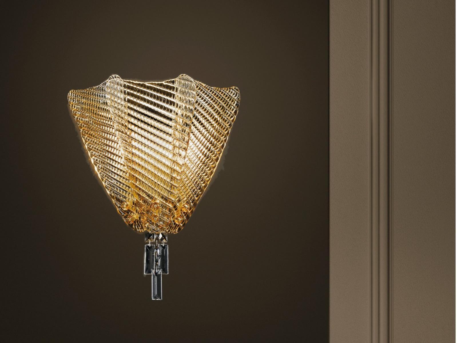 Glass wall light with crystals | Manin by Sylcom
