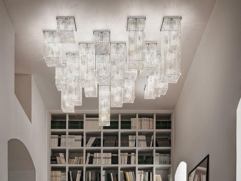 Crystal ceiling lamp | Cubo Pl21 200 Sq by Masiero