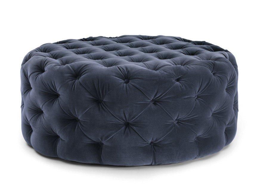 Tufted upholstered round fabric pouf | Selene by Bolzan letti