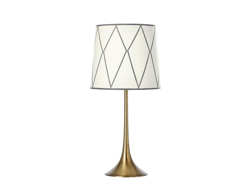 Antique brass finish table lamp with shade | Epoque 555/lg by Possoni Illuminazione
