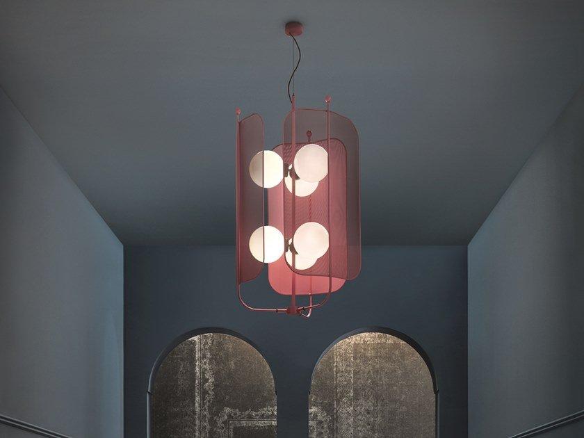 Painted metal chandelier | Papilio S3+3 by Masiero