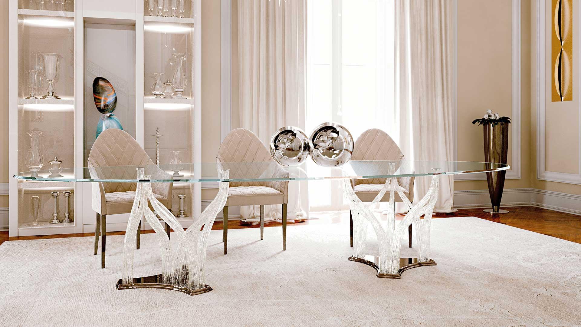 Rectangular glass dining table | Flambé by Reflex