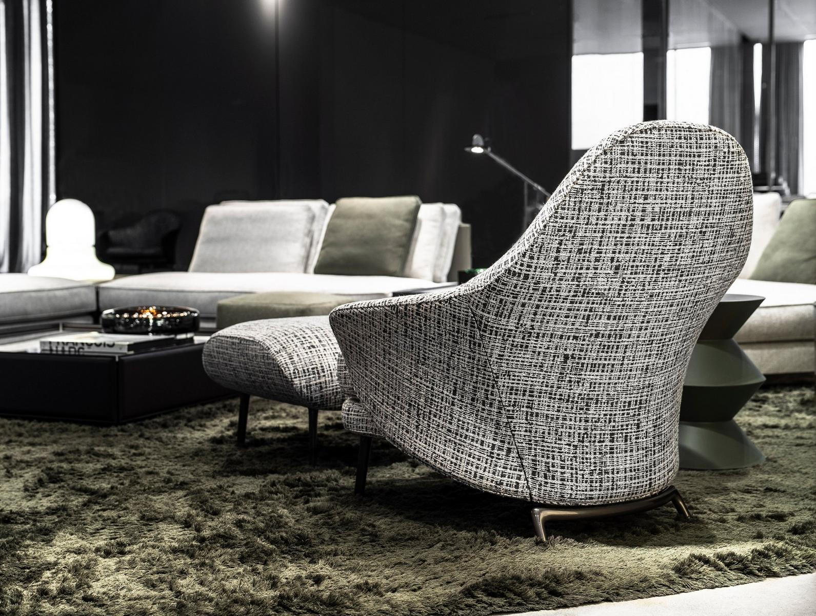 Fabric armchair with footstool | Angie by Minotti