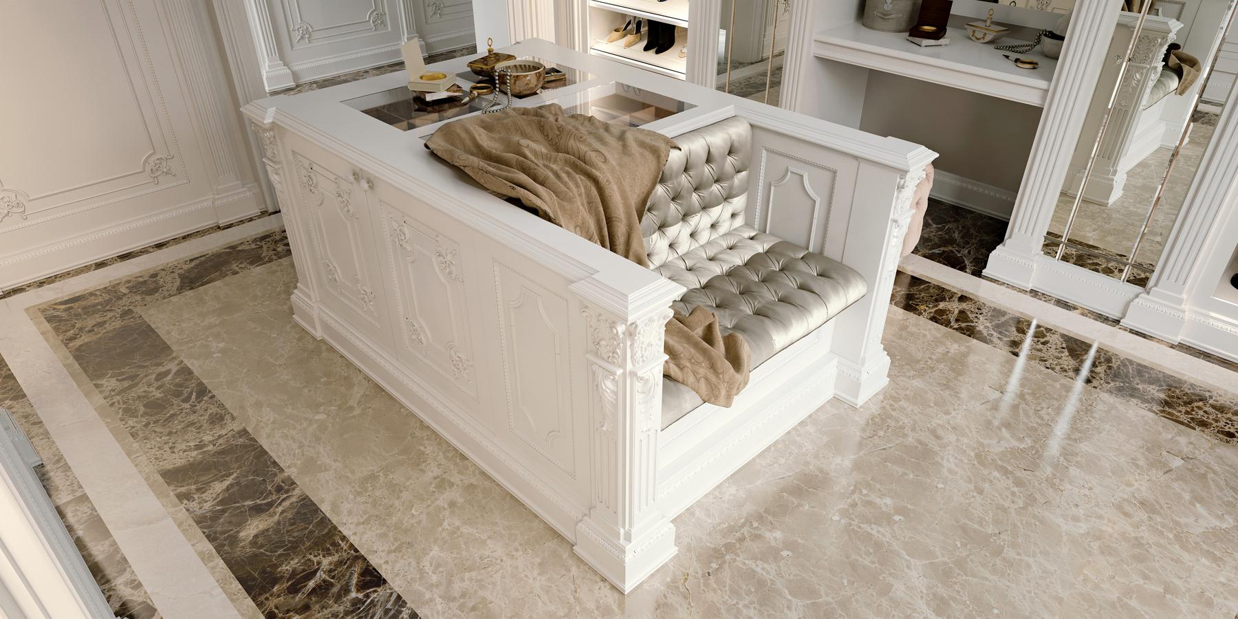 Custom wooden walk-in wardrobe with integrated lighting | 9700 by Ezio Bellotti