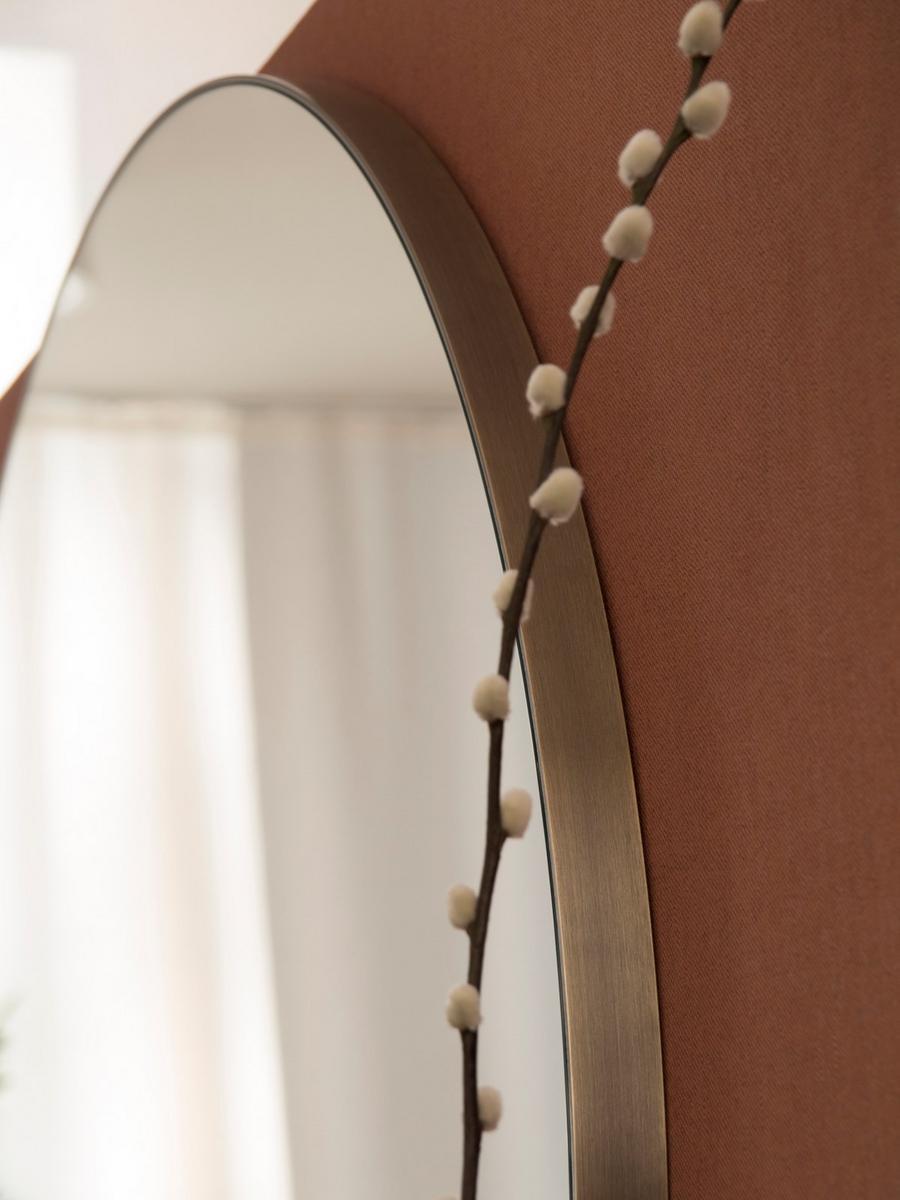 Round framed leather mirror | Trilogy T by Capital Collection