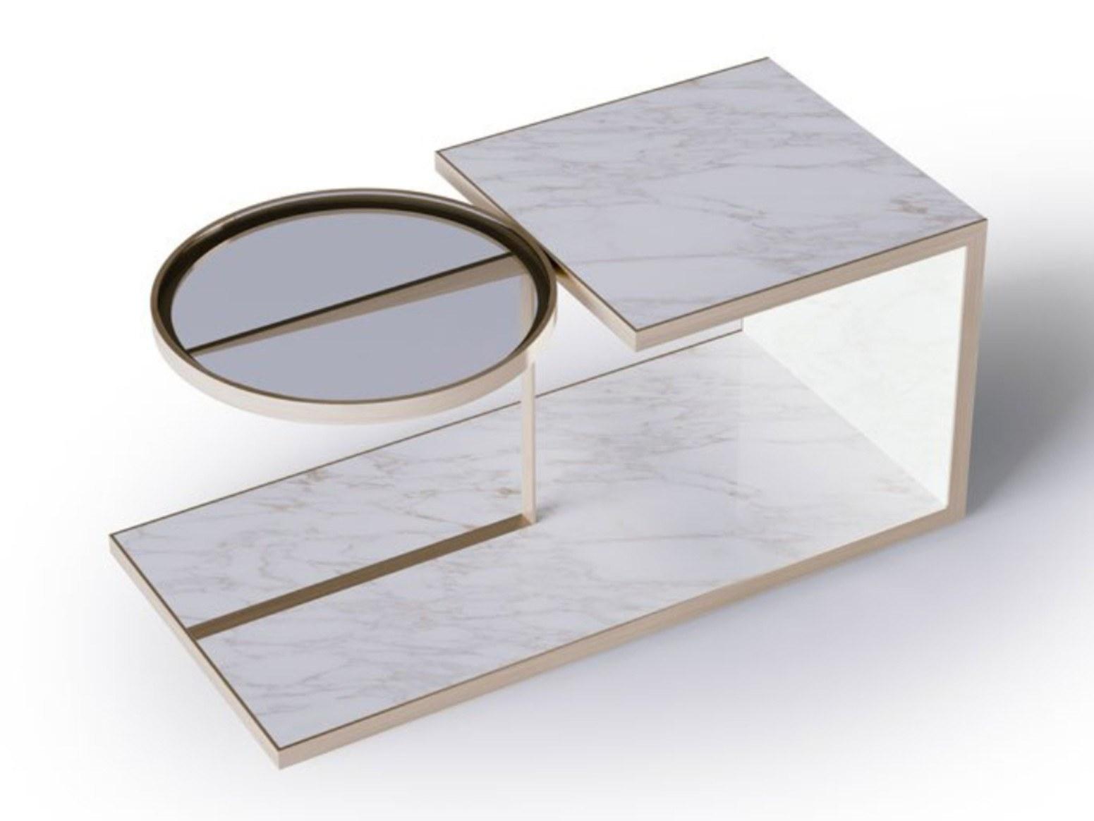 Marble coffee table with glass insert | Alfred M by Carpanese home