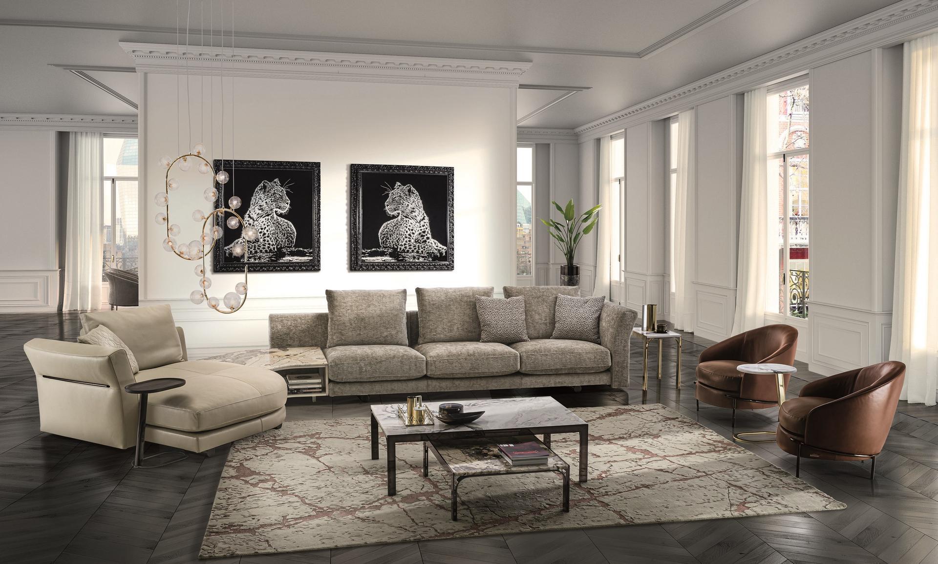 Sectional leather sofa | Riverside by Longhi