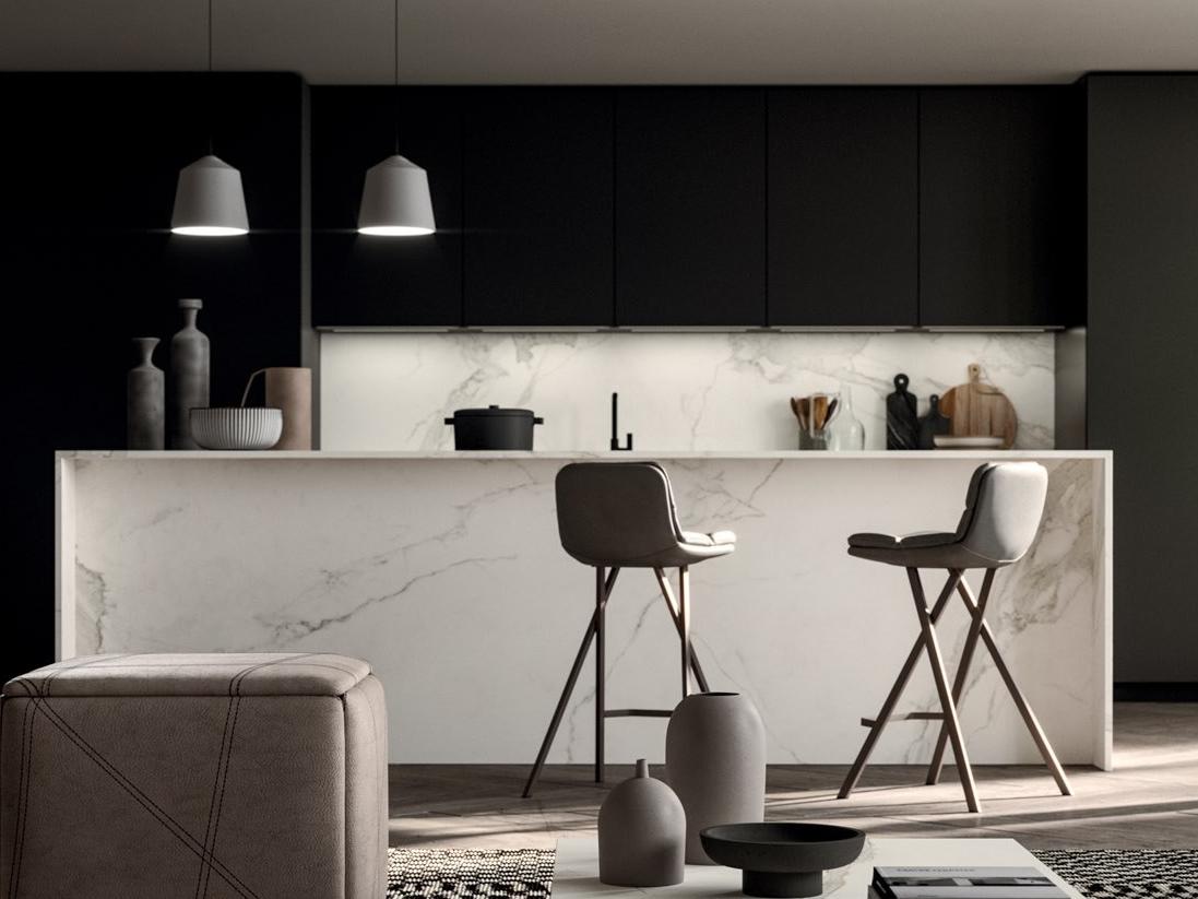 High leather stool with back | Milo by Ozzio Italia