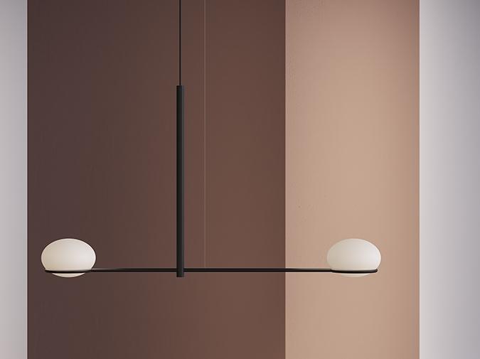 Contemporary style direct-indirect light metal pendant lamp | Coco Double by Leds C4