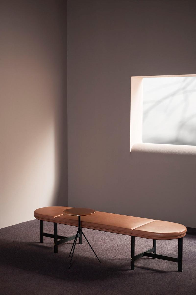 Upholstered leather bench | Passepartout by Baxter