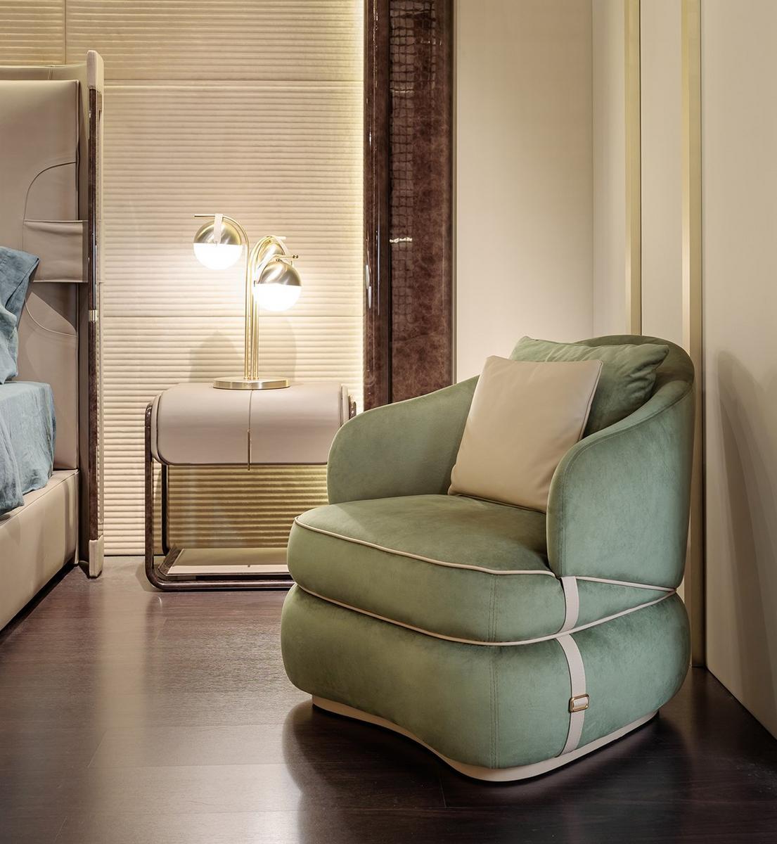 Velvet armchair with armrests | Bloom by Turri