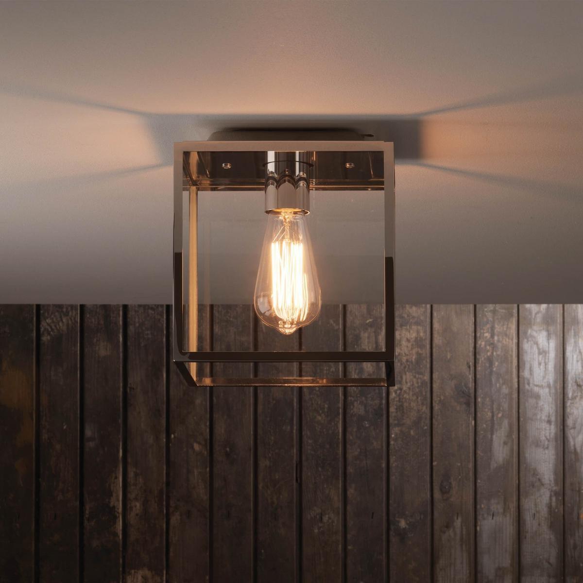 Glass and Stainless Steel outdoor ceiling lamp | Box by Astro lighting