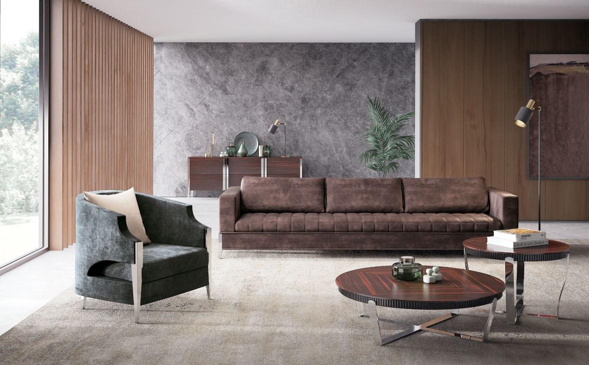 Round steel and wood coffee table | Aristo L by Capital Collection