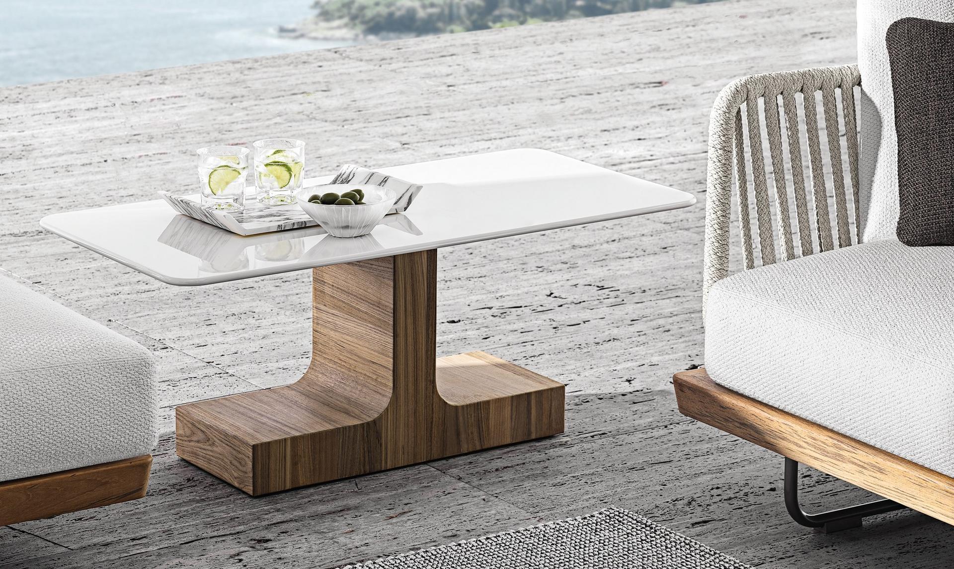 Wooden garden side table | Block Outdoor by Minotti
