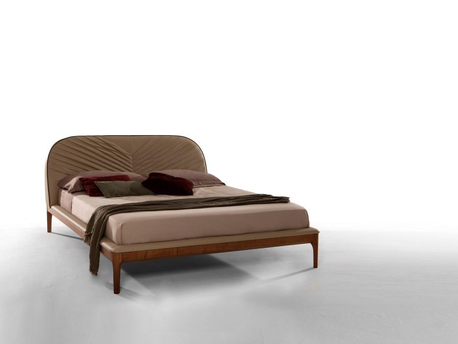 Leather double bed with upholstered headboard | Michelangelo by Tonin Casa