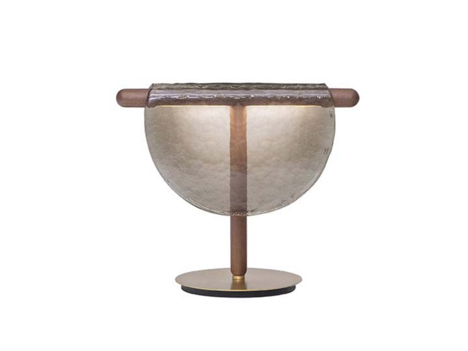 LED glass and solid oak table lamp | Dalì by Tonin Casa