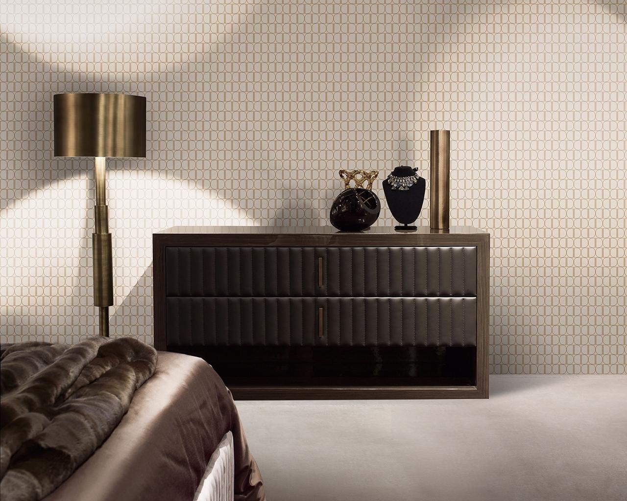 Rectangular veneer bedside table with drawers | Hamilton by Daytona