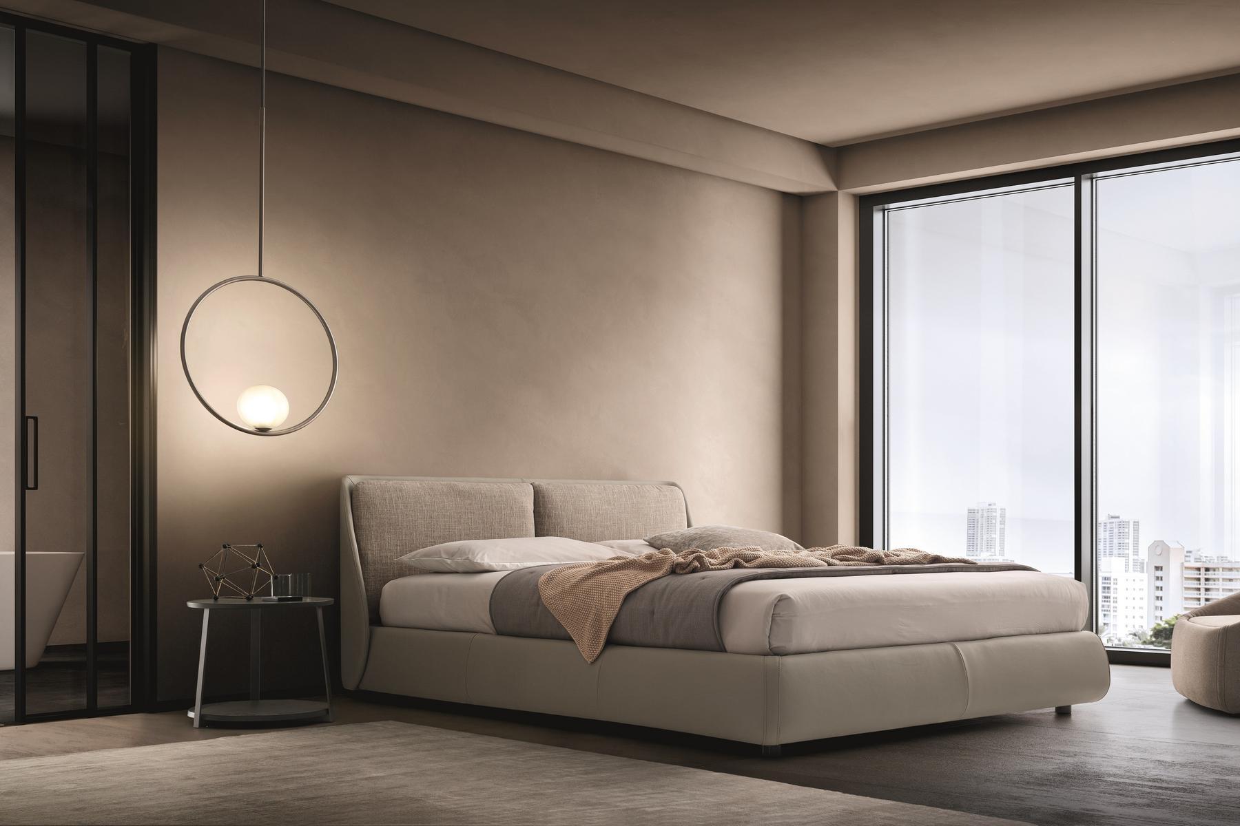 Leather bed with upholstered headboard | Bend by Ditre Italia
