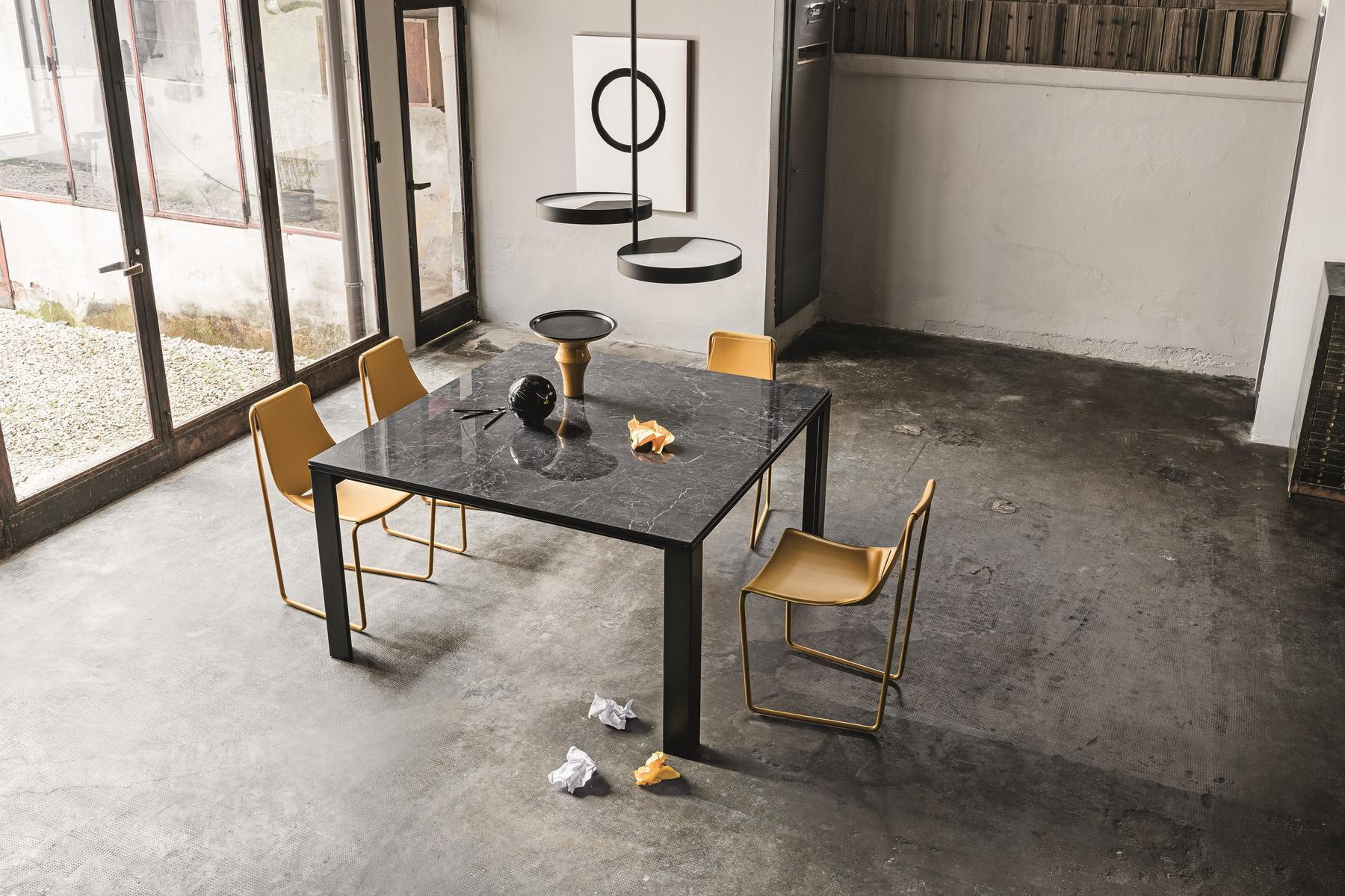 Extending square glass ceramic dining table | Marcopolo by Midj