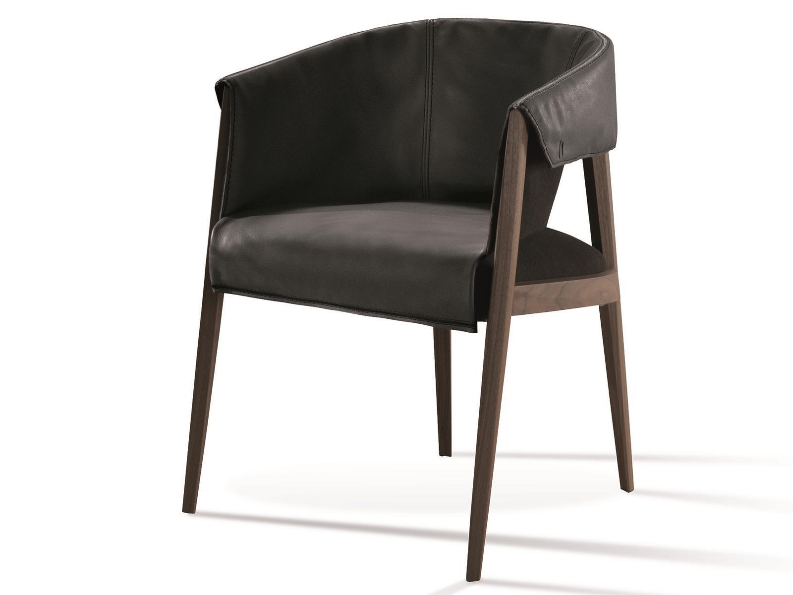 Leather easy chair with armrests | Liza by Frigerio