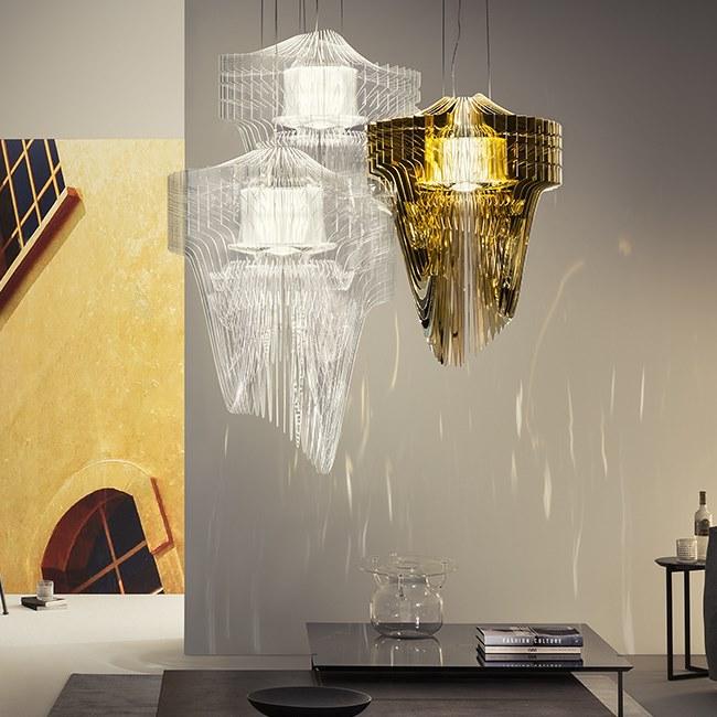 LED Lentiflex® and Cristalflex® pendant lamp | Aria Gold by Slamp