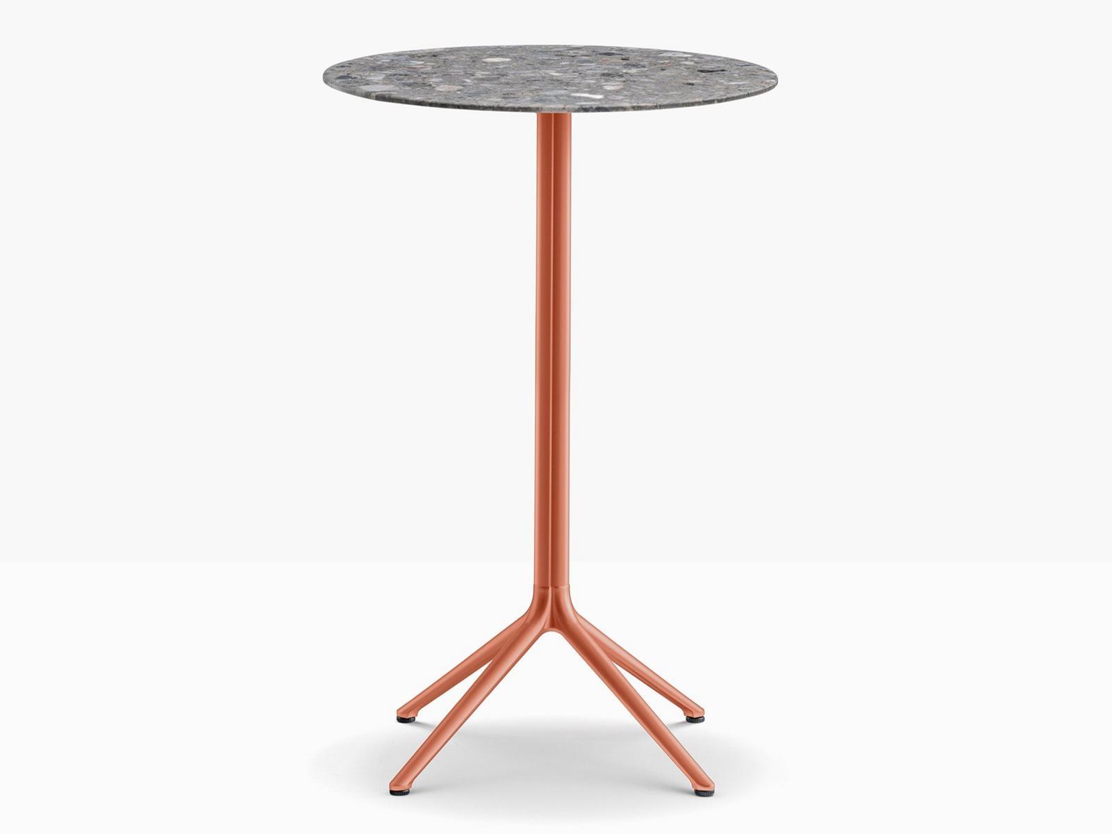 Round die cast aluminium high table with 4-star base | Elliot 5476 by Pedrali
