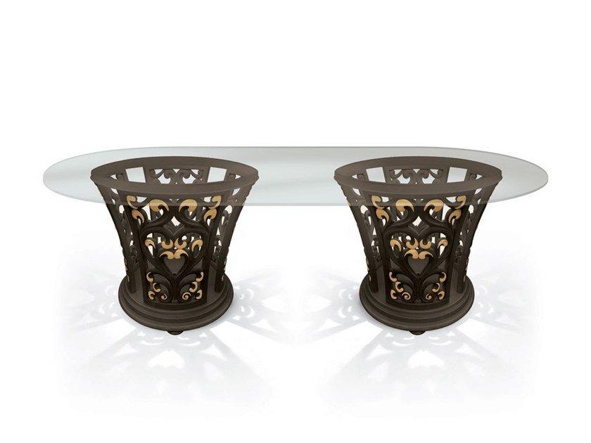 Oval wood and glass table | 6113 by Carpanese home