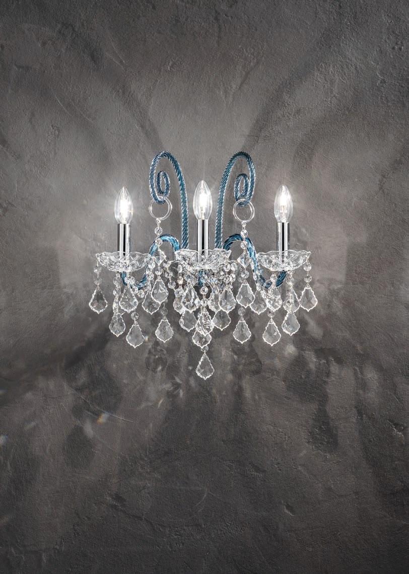 Glass wall lamp with crystals | Dandolo by Sylcom