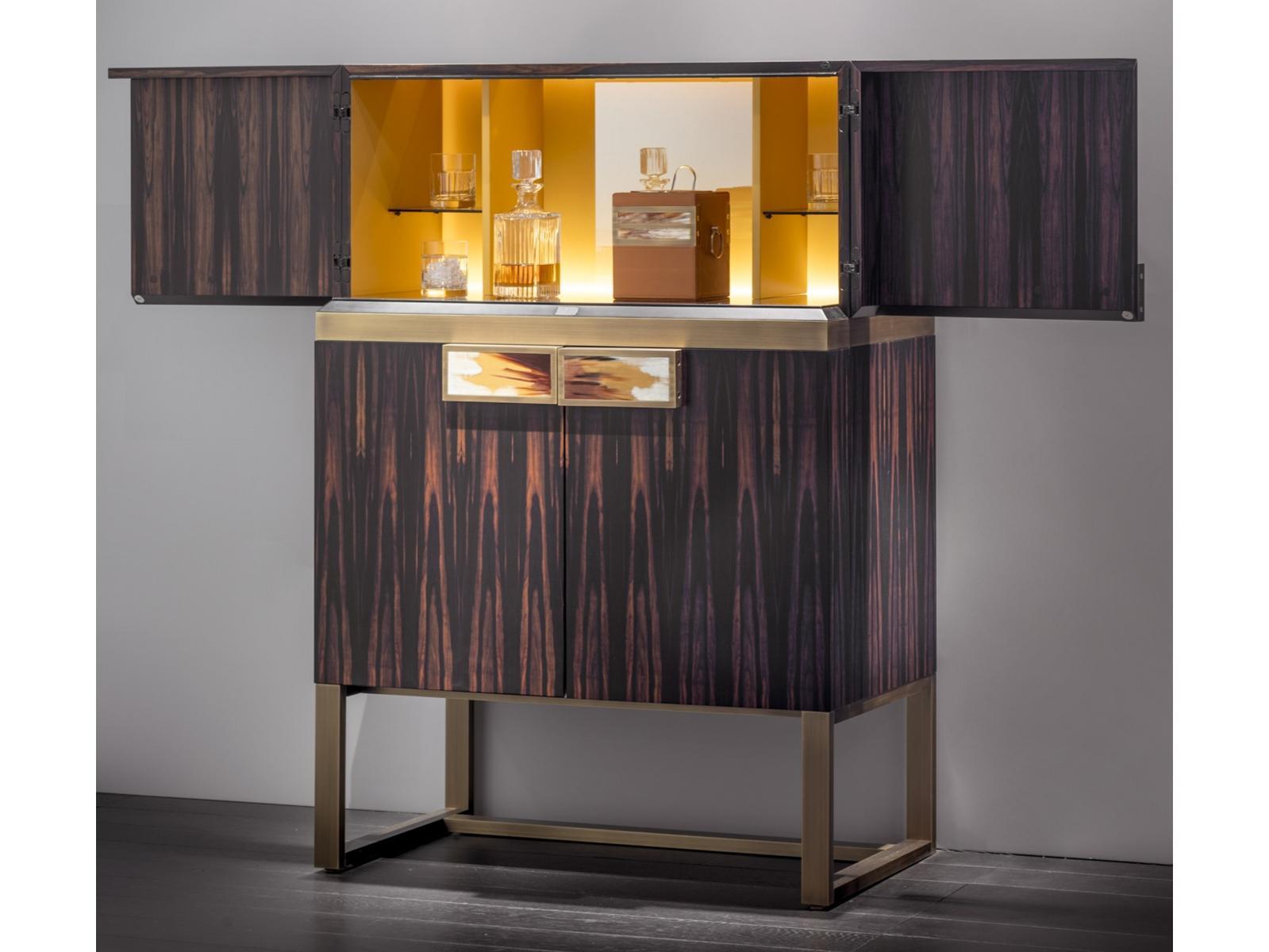 Ebony bar cabinet with integrated lighting | Cosmopolitan 6027ebo/ebl by Arcahorn