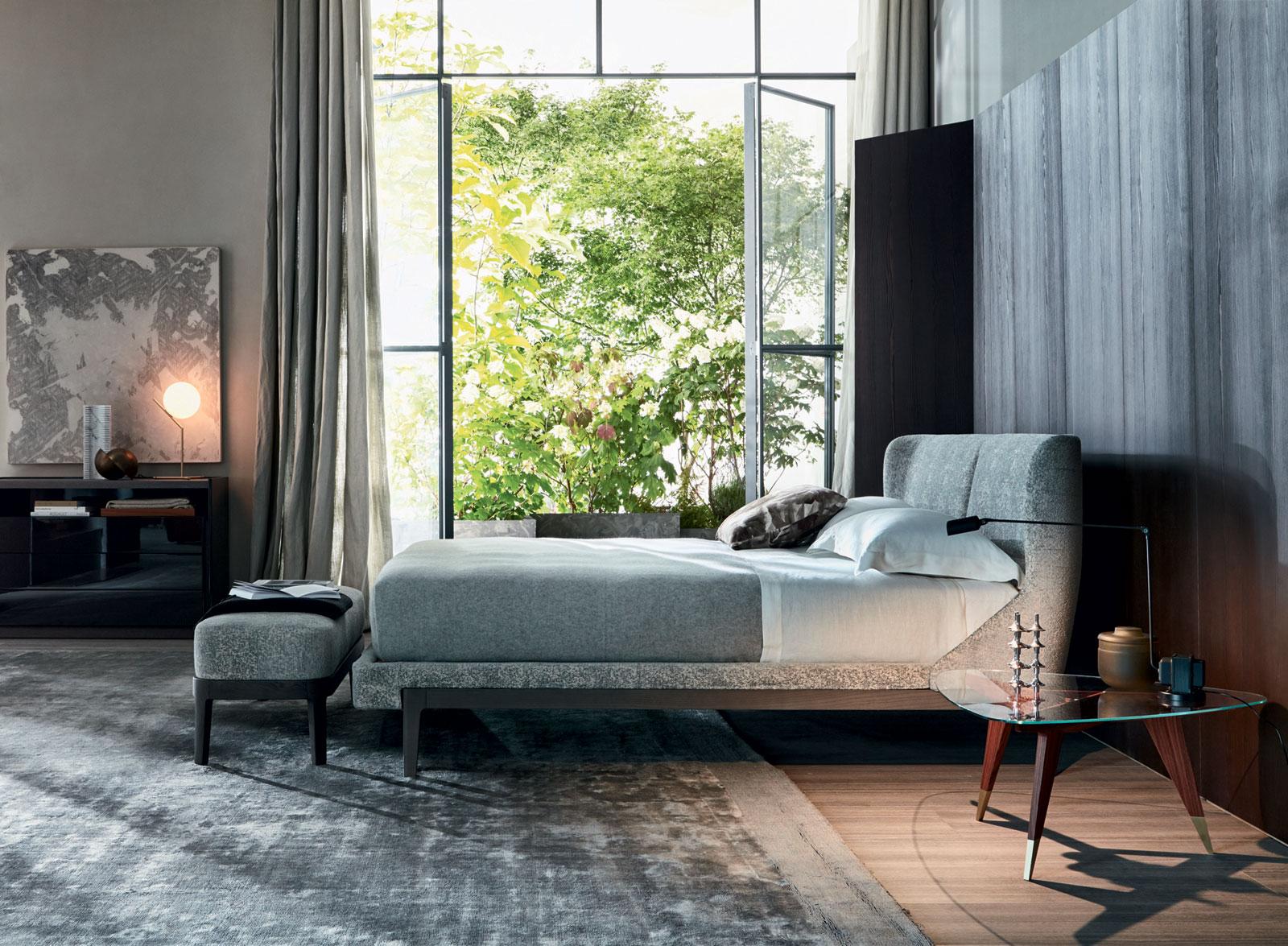 Double bed with upholstered headboard | Fulham by Molteni