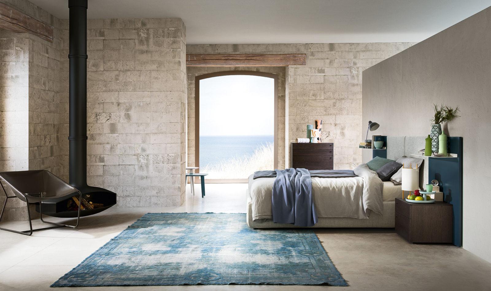 Velvet bed with upholstered headboard | Suite system by ALF Dafre