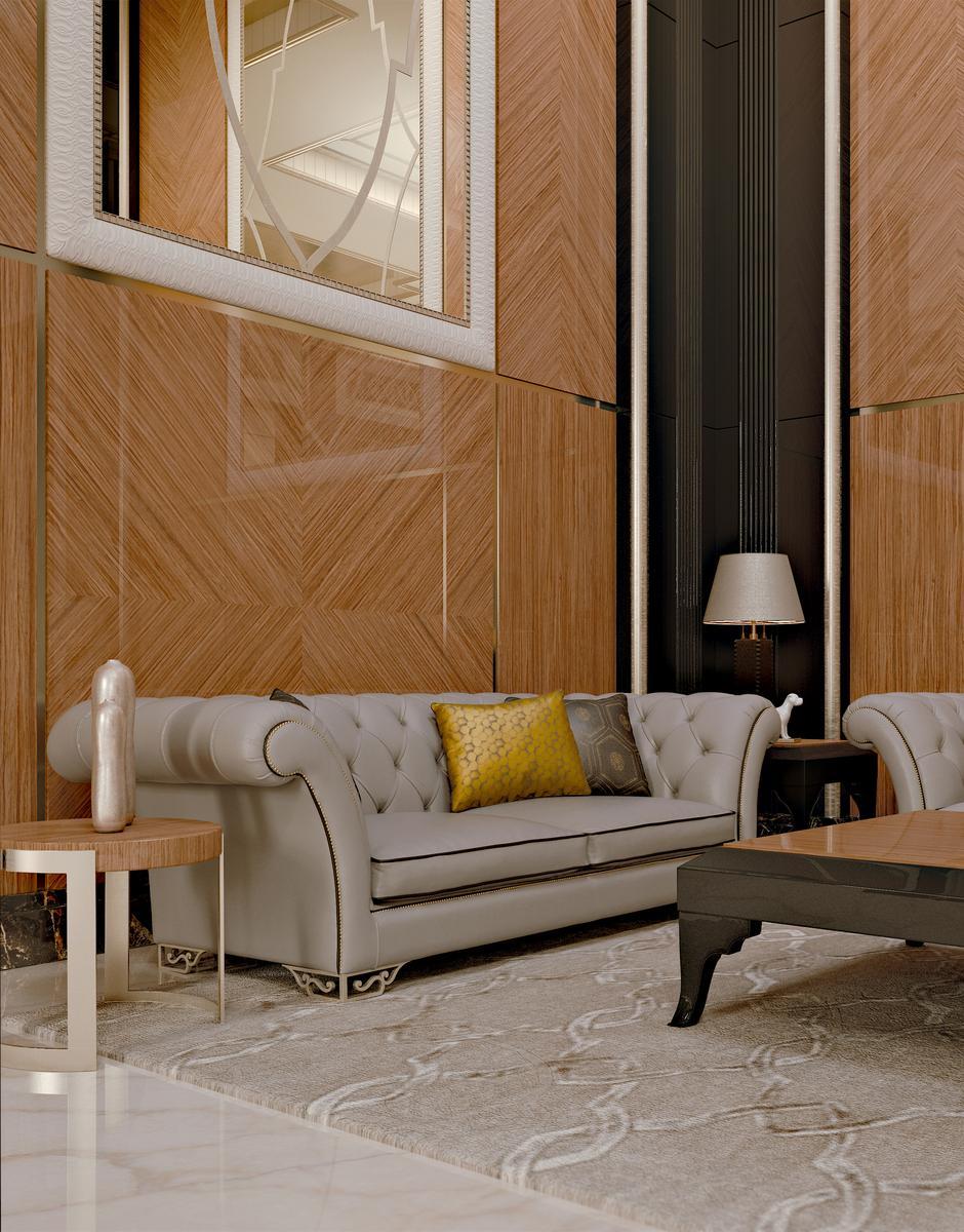 Tufted 4 seater leather sofa | Babylon by Bruno Zampa