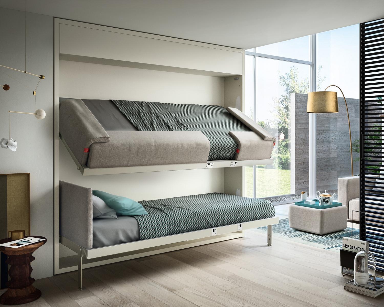 Pull-down melamine-faced chipboard bunk bed | Kali Duo Standrd by CLEI