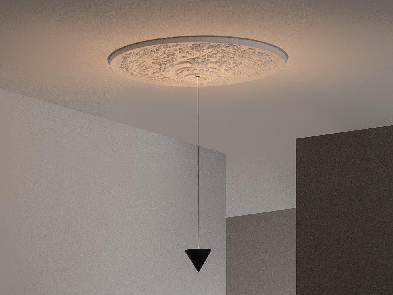 LED plaster and aluminium pendant lamp | Moonbloom by Karman