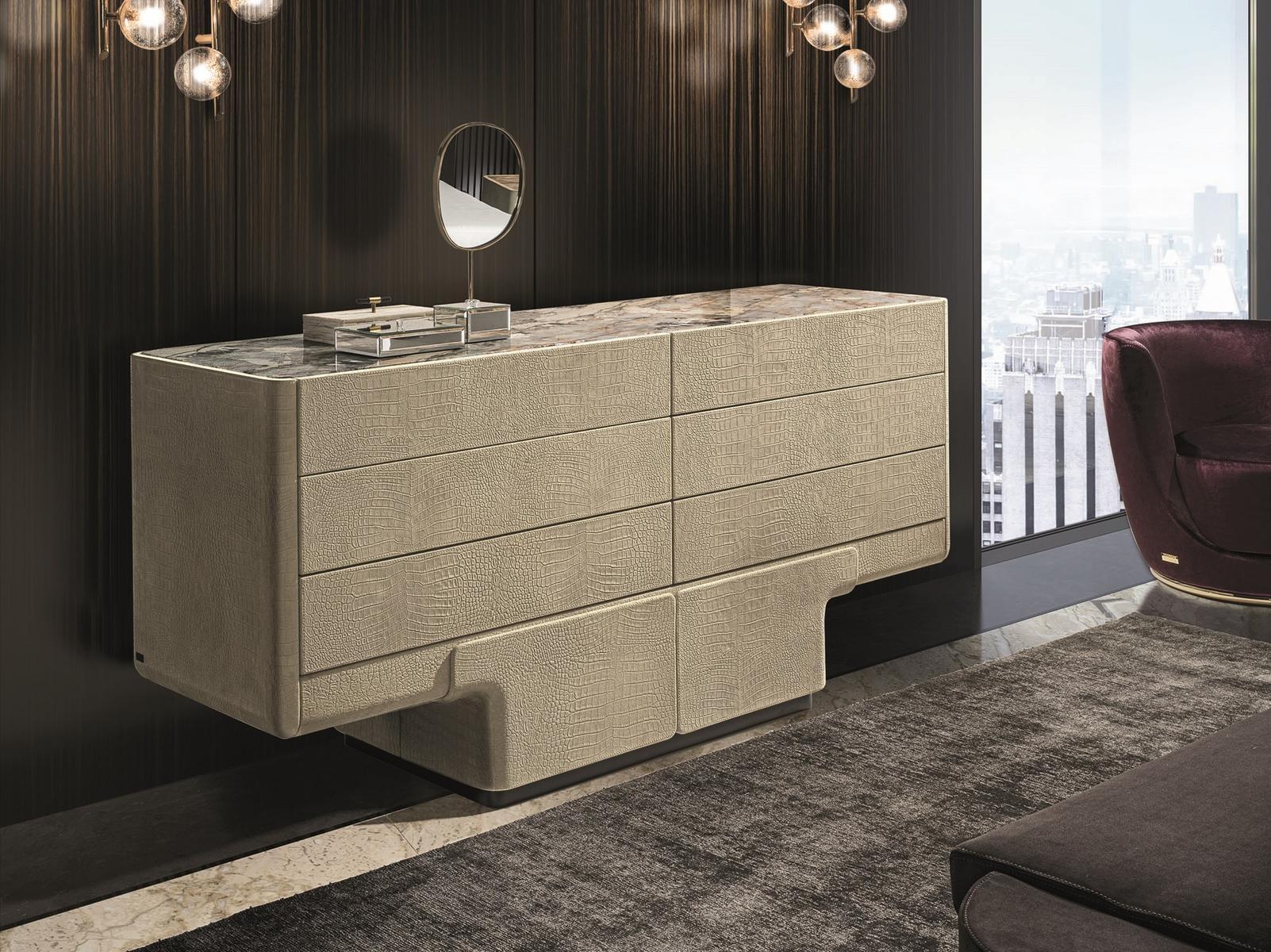 Rectangular metal chest of drawers with integrated handles | Do by Longhi